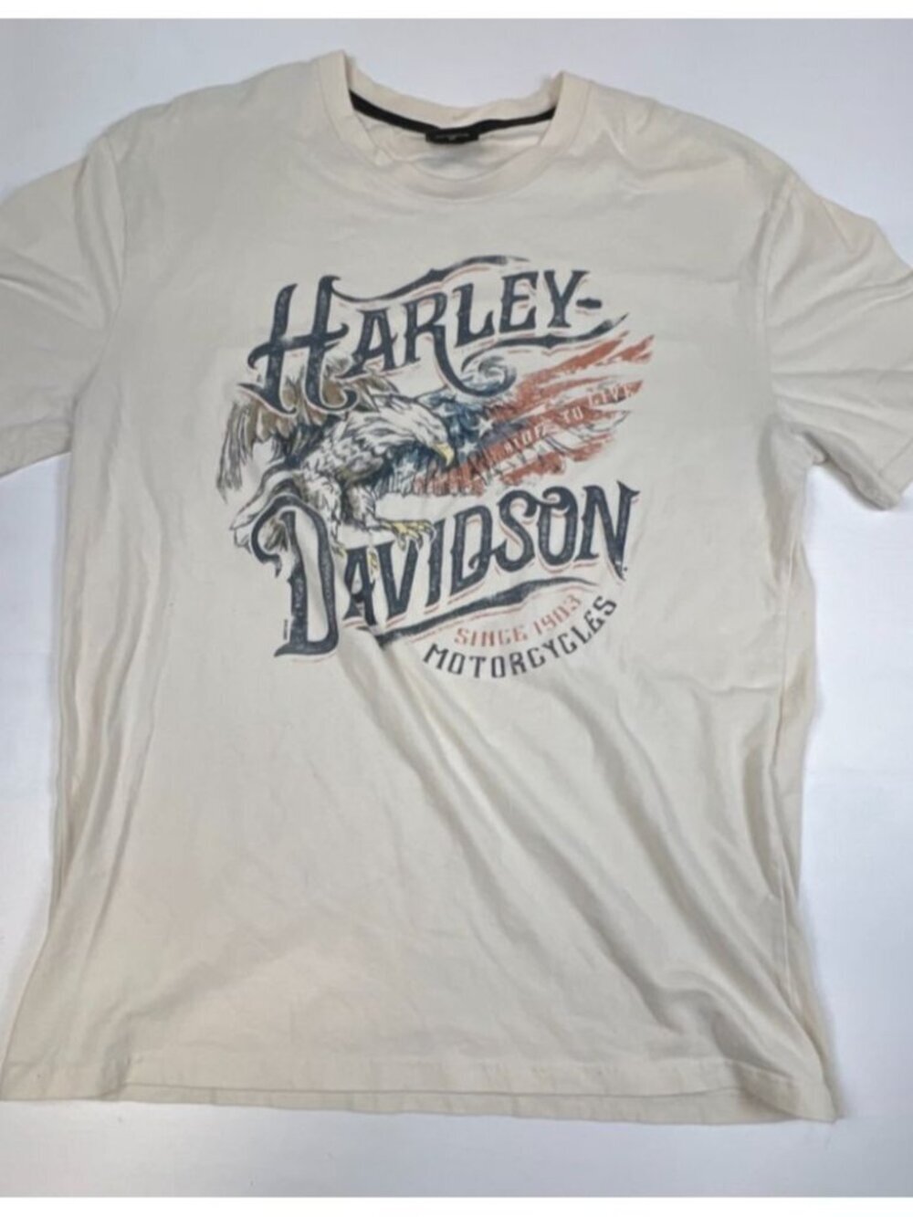 Vintage Harley-Davidson T-Shirt Men Medium Barnett Eagle Graphic White